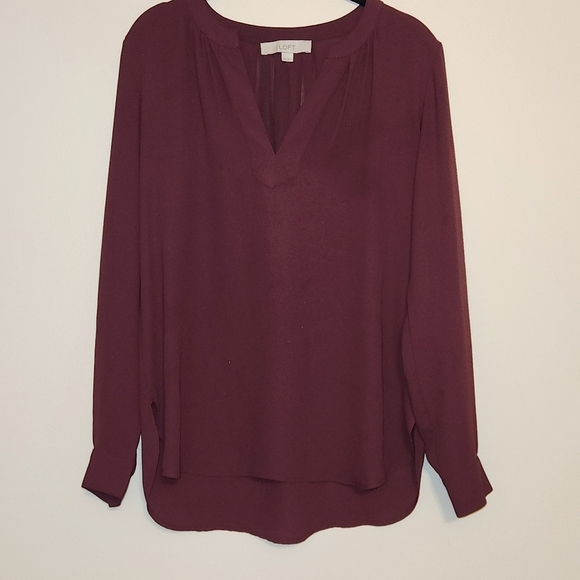 LOFT Tops - Ann Taylor LOFT Red Long Sleeve Blouse
